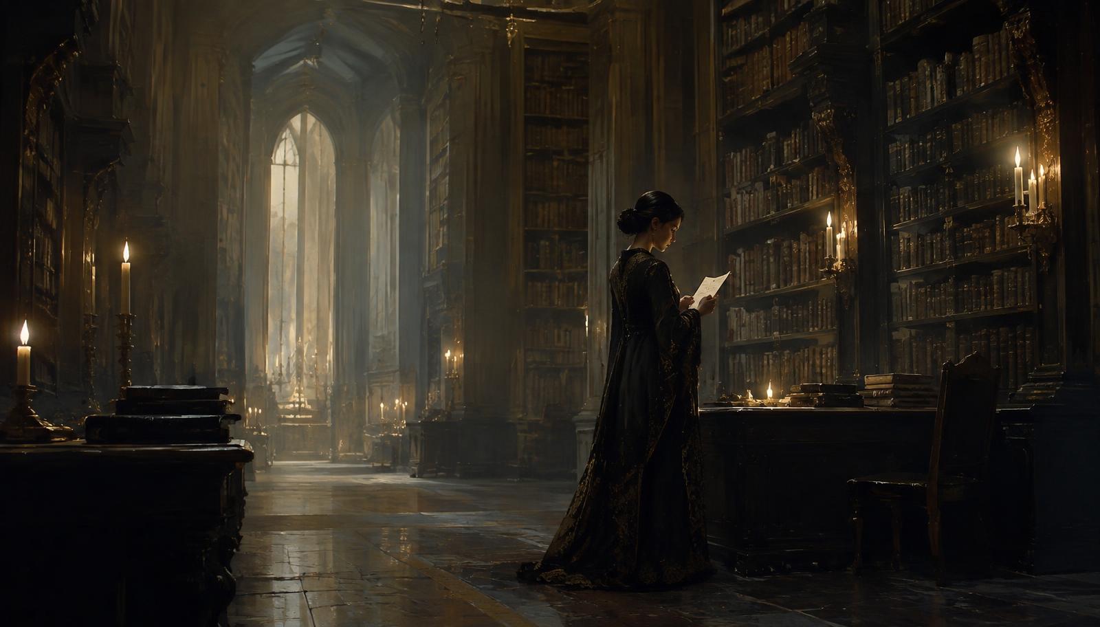 Concept frame — candlelit reading room