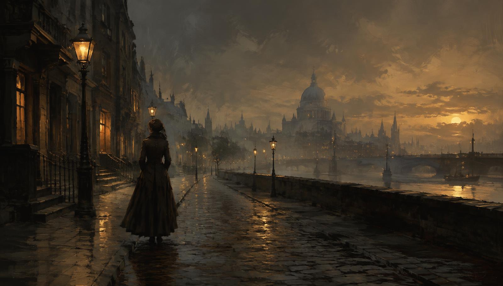 Concept frame — riverside at dusk